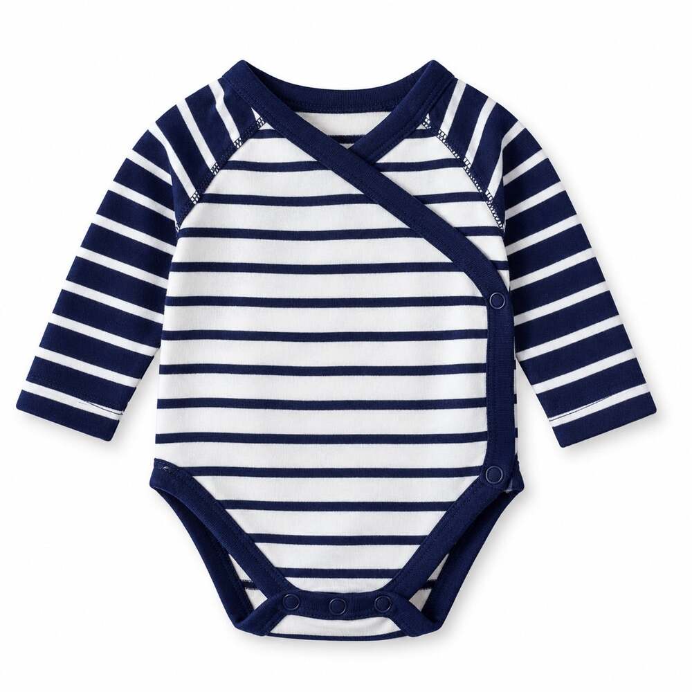 Hanna Andersson Blue Stripe Organic Cotton Crossover Bodysuit newborn